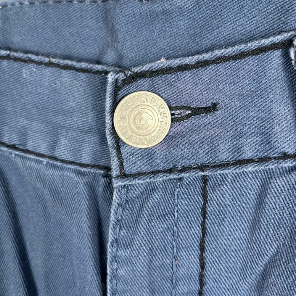 True Religion Ricky Super T Pants Mens 38 Blue Black Contrast Stitch Made in USA